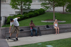 Skateboarders, Chicago, Chicago River, Night Scenes, Street Photography,Look the Other Way