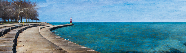 Pier at the beach on Lake Michigan in Chicago